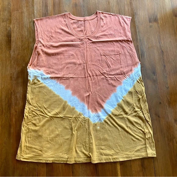 HDYWT Vibrant Orange and Tan Tie-Dye Muscle Tee & Shorts Set - Picture 2 of 3